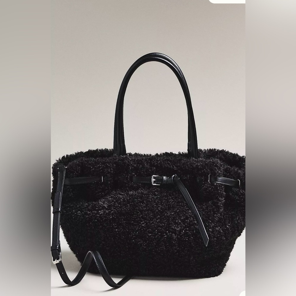 Anthropologie Sherpa Belted Tote Bag